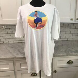 Hustle at Home Mom Shirt Womens Extra Large White Graphic Tee Coffee Hanes